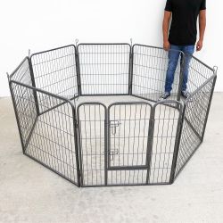 New $100 Heavy Duty 32” Tall x 32” Wide x 8-Panel Pet Playpen Dog Crate Kennel Exercise Cage Fence 