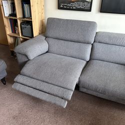 Talin Grey 85” Power Reclining Sofa with Adjustable Headrest & USB