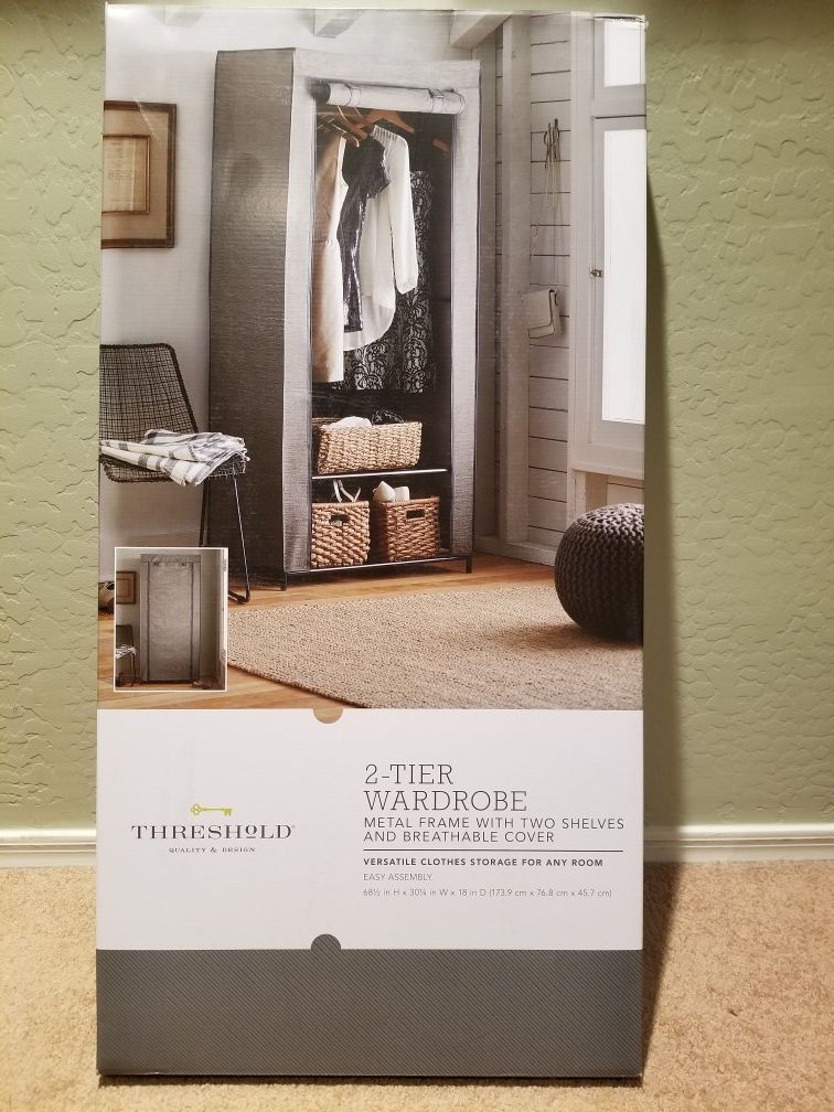 Brand New Threshold 2 Tier Breathable Wardrobe 68" X 30" X 18"