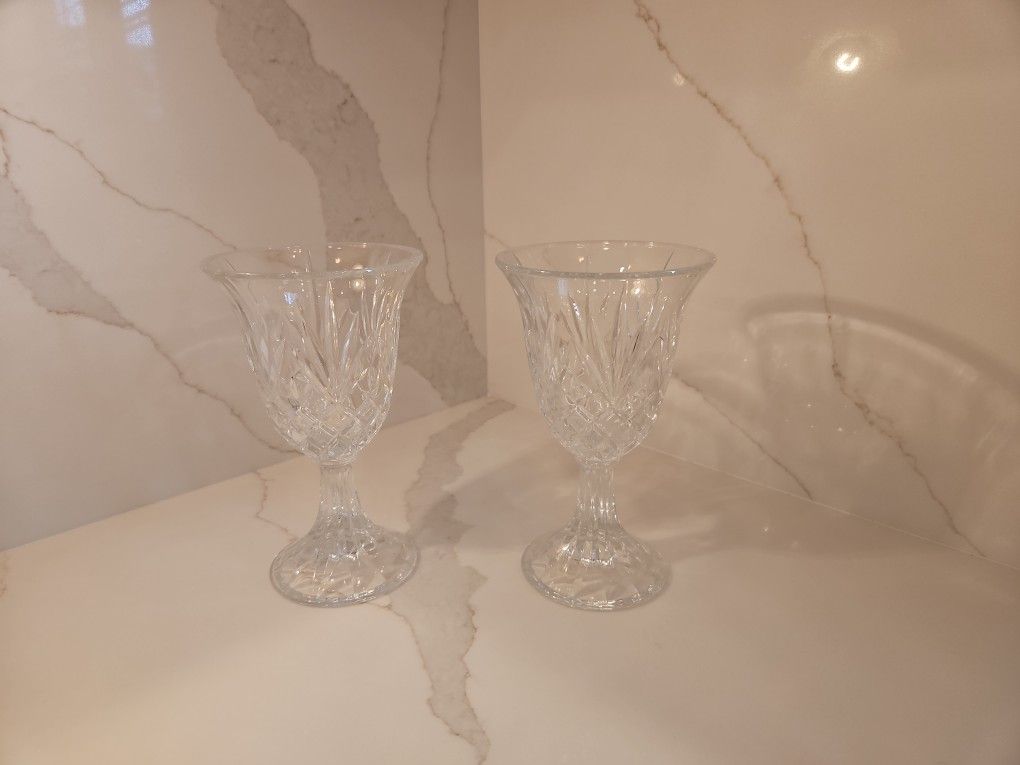 St. George Crystal Set of 2 Hurricane Candle Holders