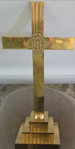24" tall heavy solid brass cross