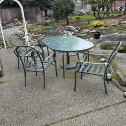 Patio table with four chairs and umbrella stand, FREE!!