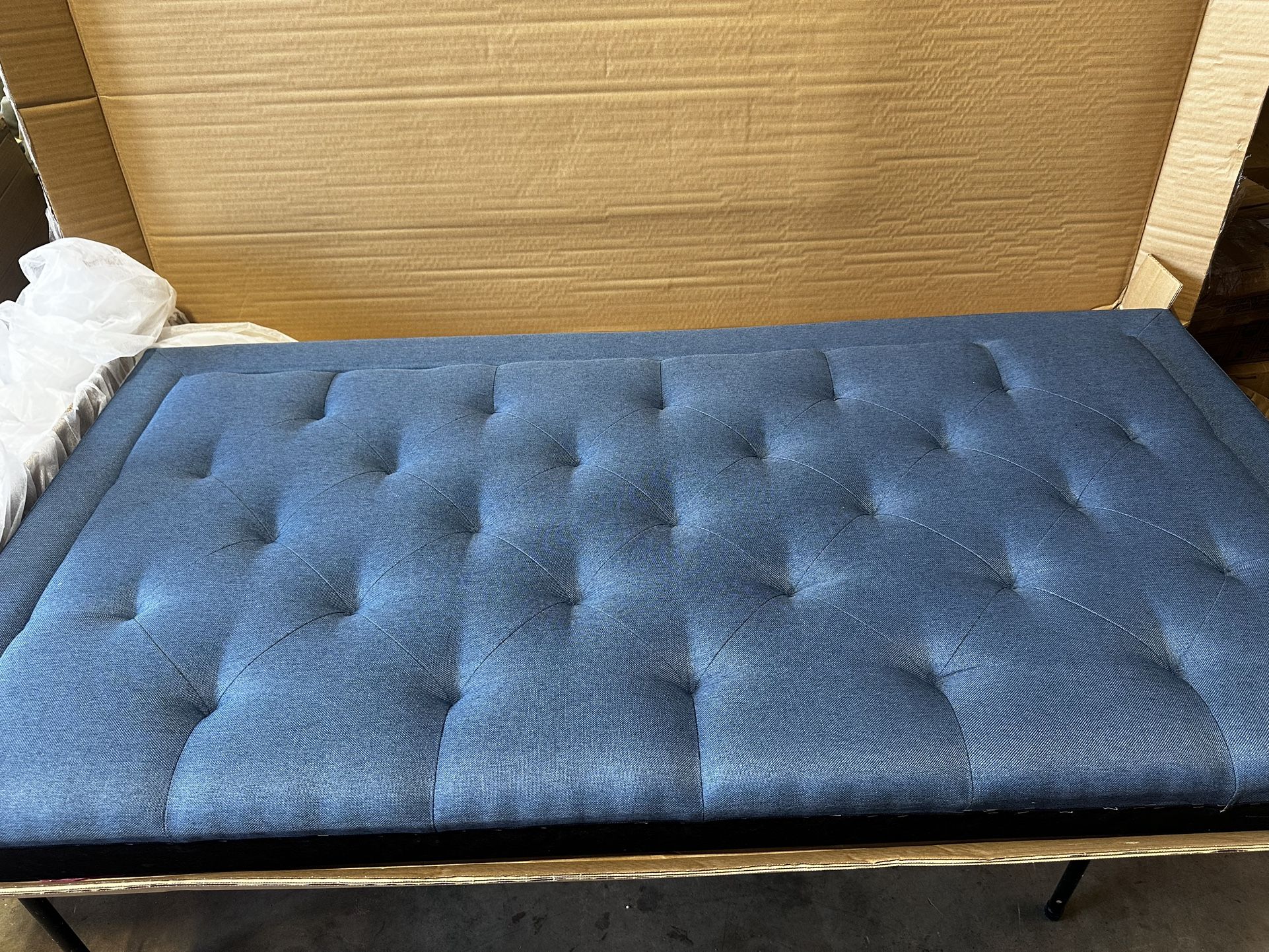 Rest Haven Medford Rectangle Upholstered Headboard with Diamond Tufting, Queen, Charcoal