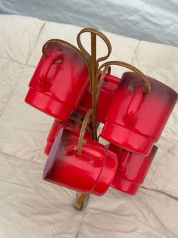 Red ombré anchor hocking fire king coffee cups set of 6