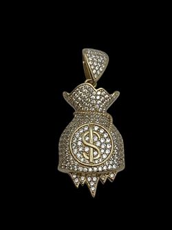 1 3/4" Gold money bag pendant #30934