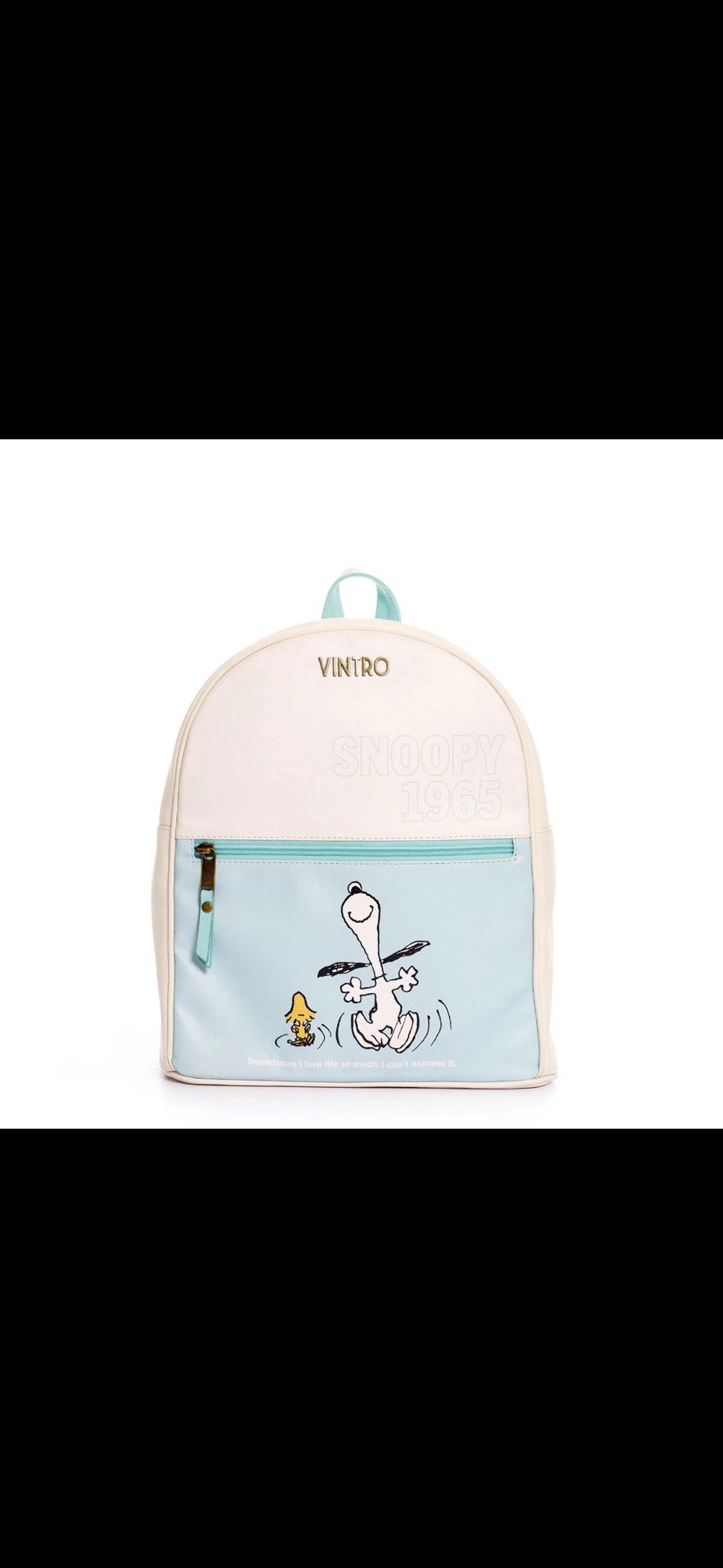 Women Backpack Snoopy White With Turquoise