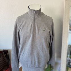 LACOSTE Gray Sport 1/4  Zip Pullover sweatshirt With Pockets Men’s Large EUC