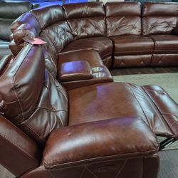 New Sectional Sofa With Three Power Recliners In Genuine Leather