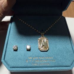  Gold Plated Necklace & Earrings $35