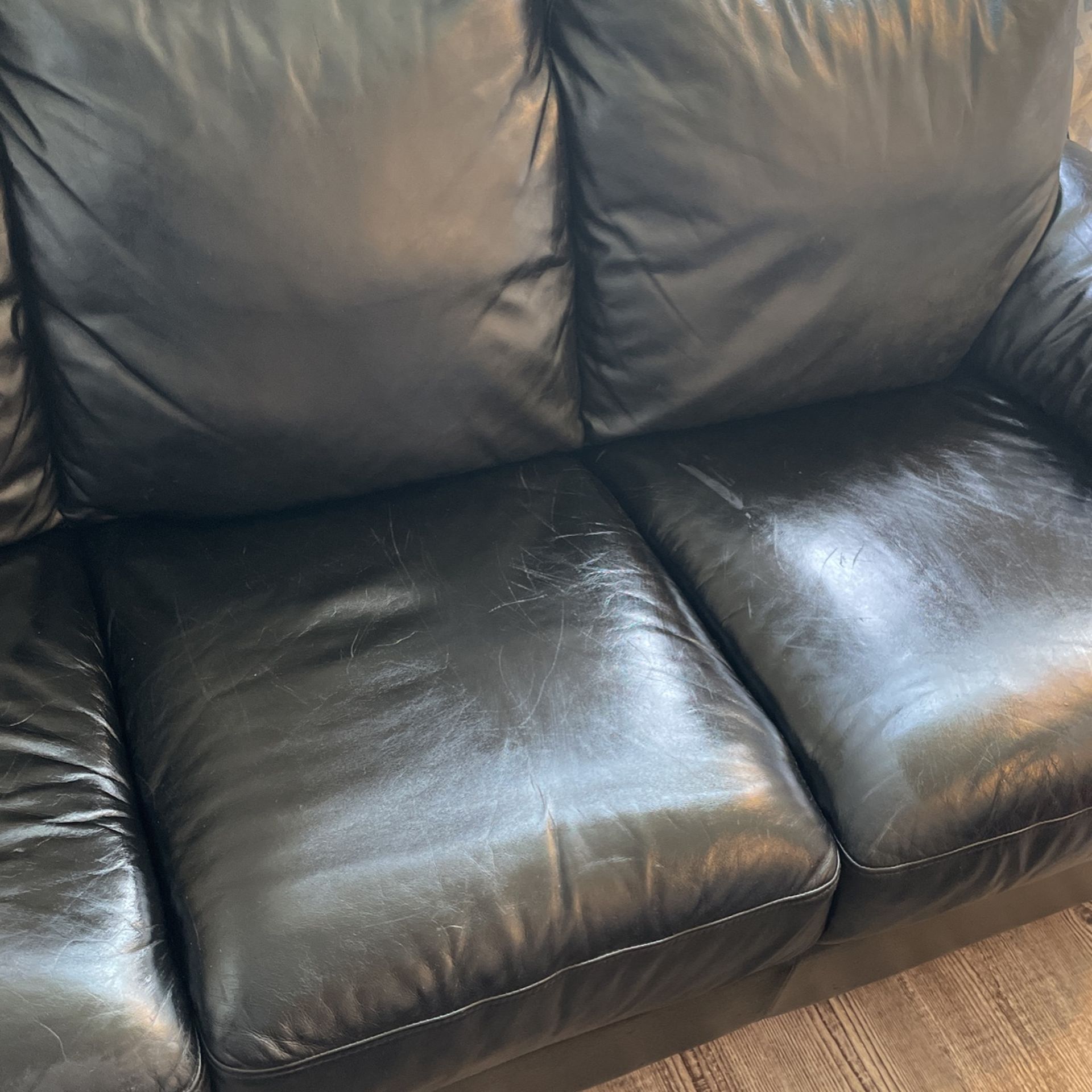 Black Real Leather Sofa