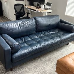 Blue Leather Sofa