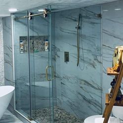 Sliding Shower Door . Workshops and showroom located at 11955 FM 529 Rd Houston 77095. We manufacture and install