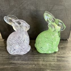Glass Bunny Rabbits Spring Easter . Received As Gift Never Used $20 Each 