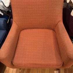 A Pair of Orange Modern Style Arm Chairs