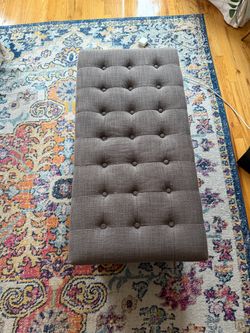 Gray Tufted Upholstered Ottoman Bench