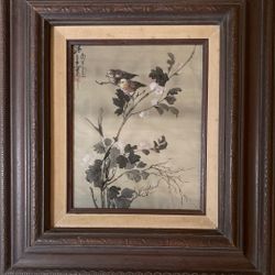 Asian Framed Artwork On Silk