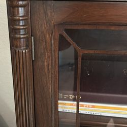 Vintage cherry wood hutch with glass front