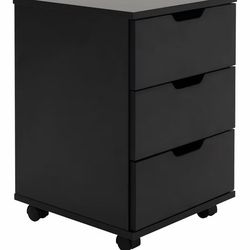 Farini 3-Drawer Vertical Filing Cabinet Rolling Wood Mobile File Cabinets Under Desk for Home Office with Casters (Black, Non-Assembled)