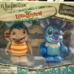 Disney Store Hawaii Exclusive Lilo and Stitch 3" Vinylmation Collectible Figures Set with Surfboard