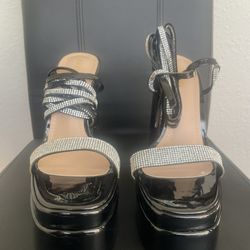 Kayleen Los Angeles | Black Rhinestone Platform Heels