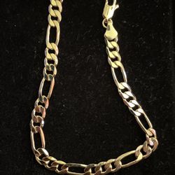 14k Gold Plated Figaro Bracelet 