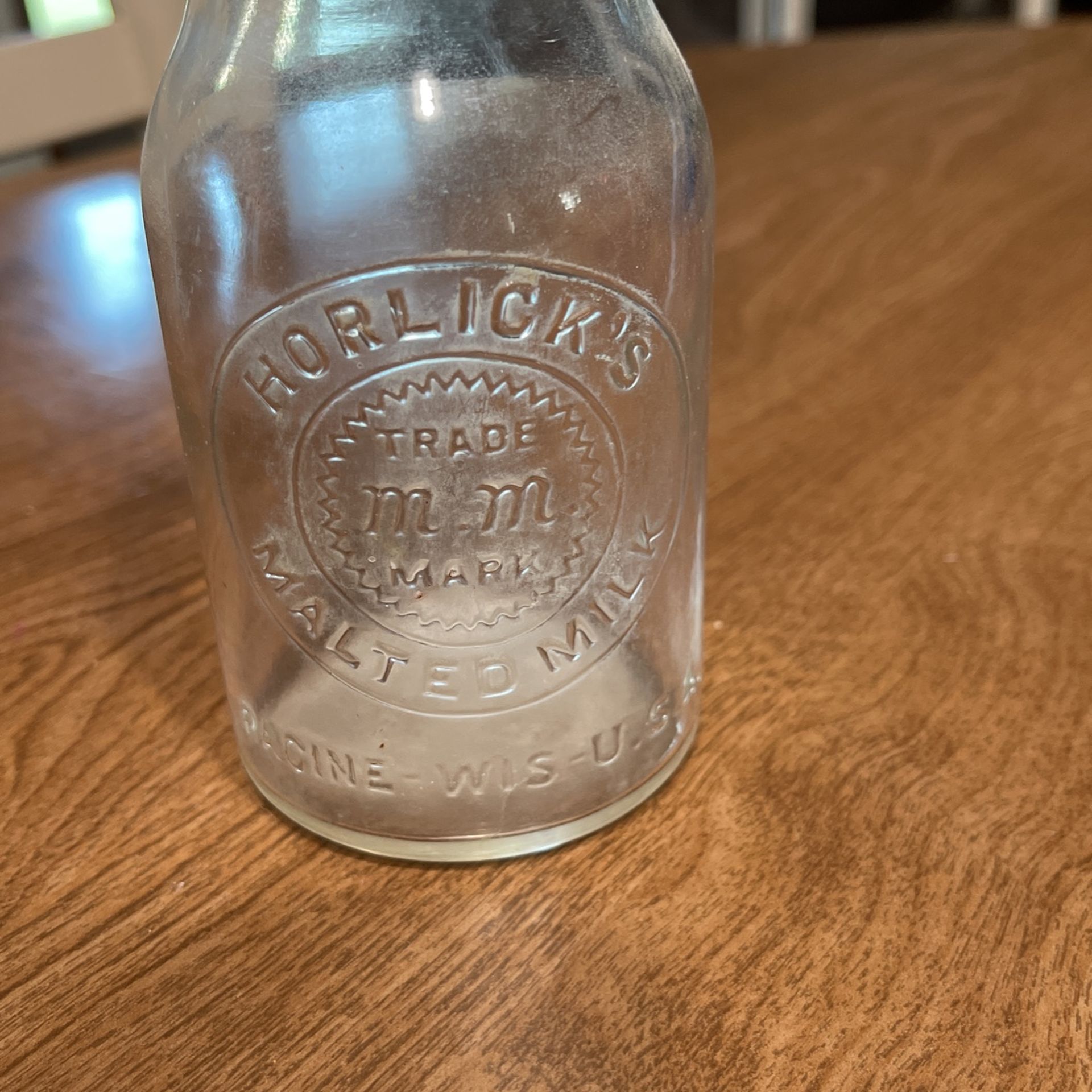 Horlick”s Malted Milk Glass Battle Antique