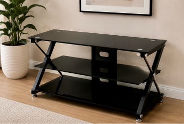 Black 3-Tier Glass TV Stand