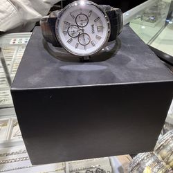 Hugo Boss Mens watch black strap, white dial