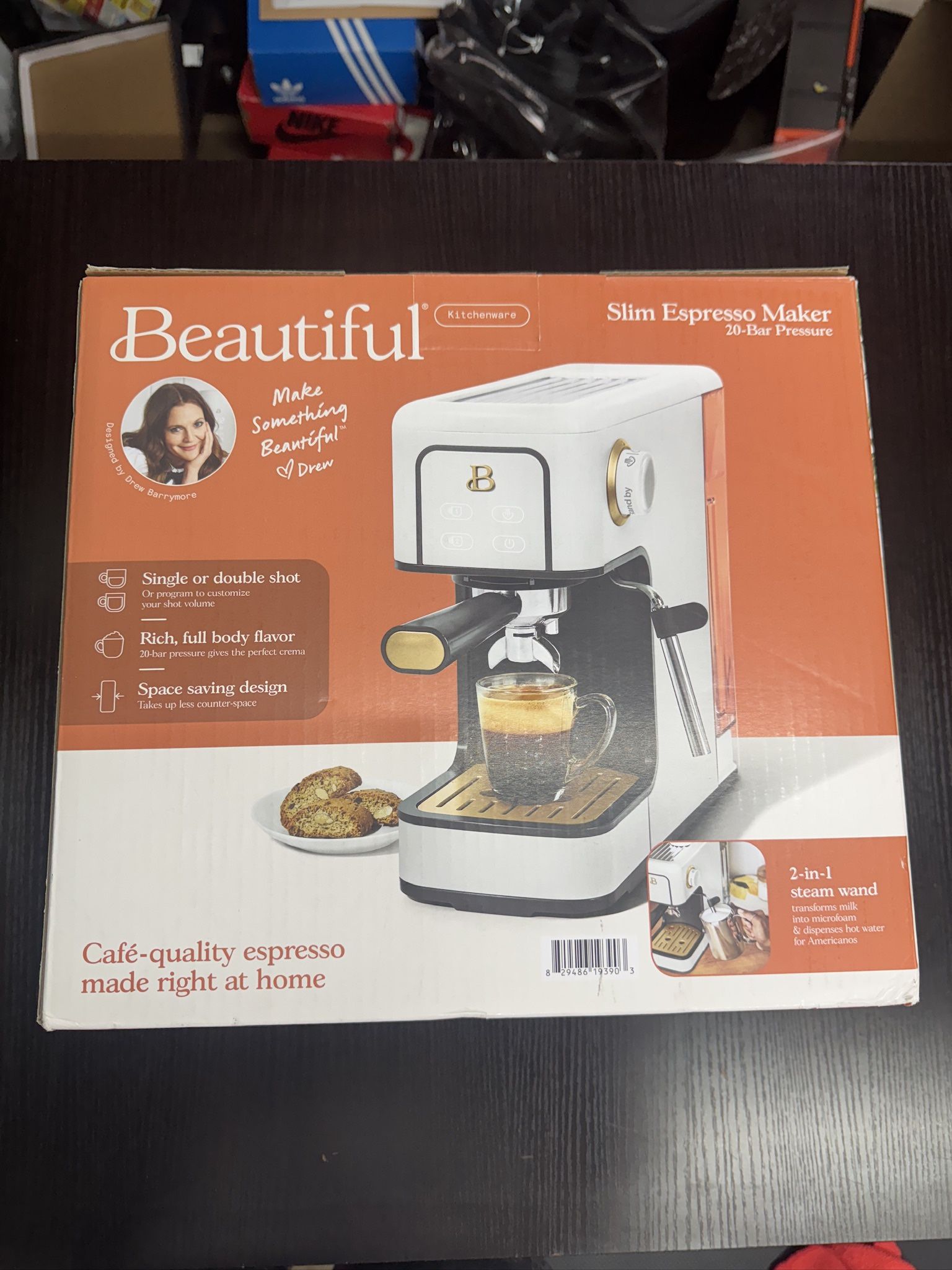 Beautiful - Slim Espresso Machine with 20-Bar Pressure, White Icing by Drew Barrymore