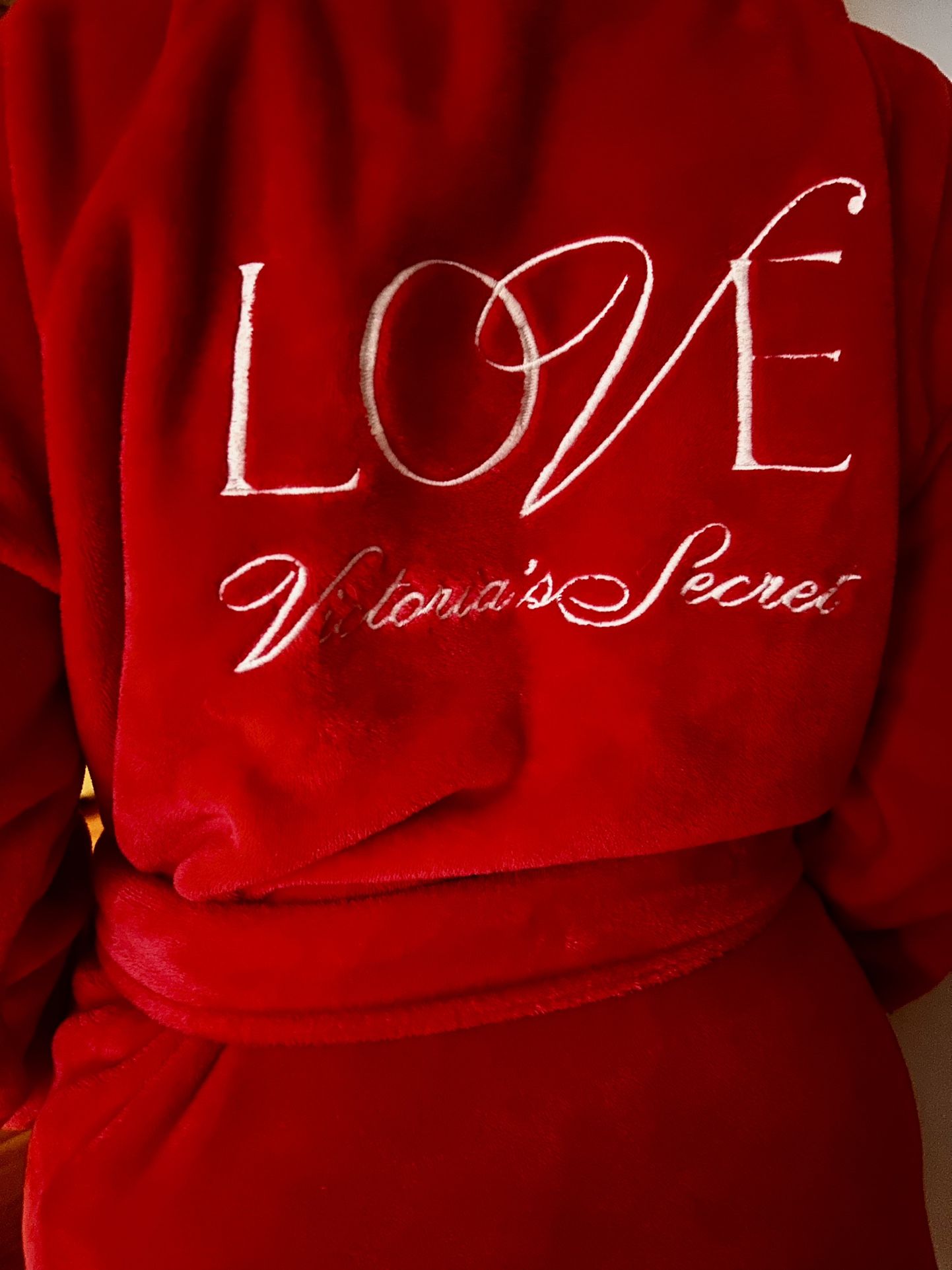 Victoria's Secret red and white Love robe Red Victoria’s Secret Fluffy Robe