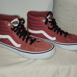 Vans Of The Wall Burgundy Suede Leather  Shoes Sz 9.5 Men High Tops Skateboard