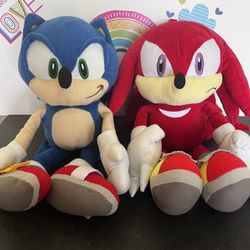 SONIC HEDGEHOG OR KNUCKLES PLUSH  18 INCH  WITH STRAP TO HOLD ON YOUR BACK!! - $18 Each