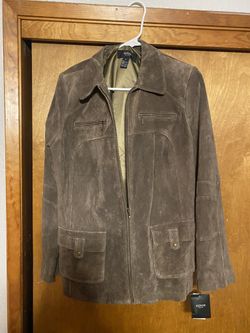 ALFANI WOMENS OLIVE SUEDE COAT