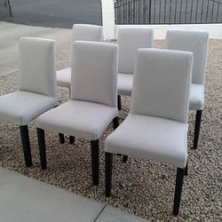 6 Light Gray Dining Chairs 