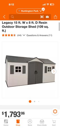 Lifetime Legacy 15 ft. W x 8 ft. D Resin Outdoor Storage Shed (109 sq. ft.)
