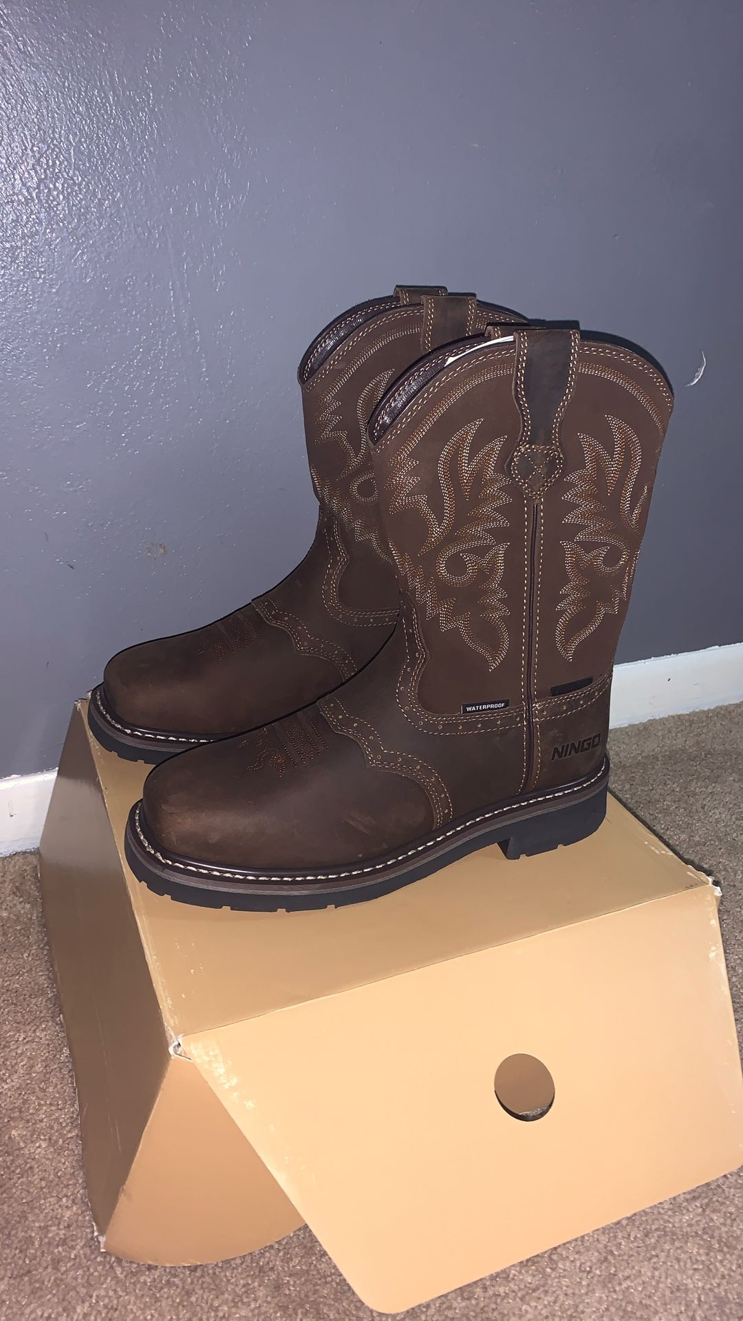 HISEA NINGO Men's Western Cowboy Boots Waterproof