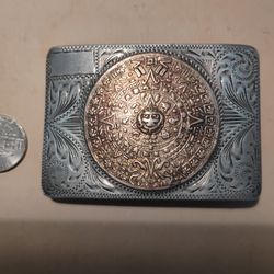 Aztec Sun Stone Sterling Silver Belt Buckle