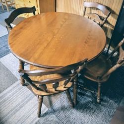 Solid Maplewood Vintage Kitchen Table or Card Table with 4 Chairs Great Deal!