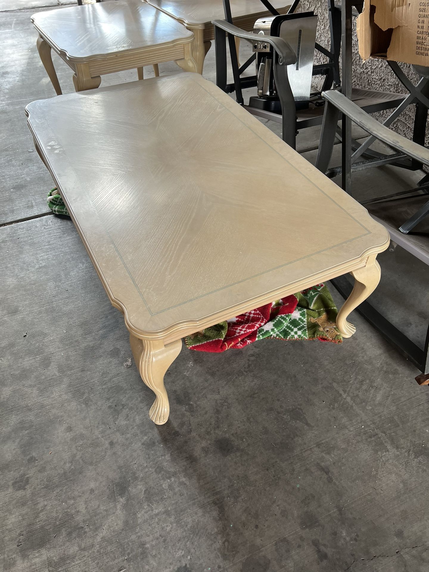 Beautiful light colored wood, coffee table and two end tables