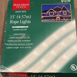 Holiday Plane 15’ Rope Lights Clear Color Indoor/Outdoor NEW