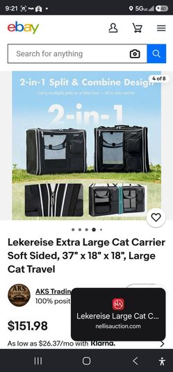 Lekereise Large Cat Carrier Soft Sided, 28" x 13" x 13", Large cat Travel Carrier for 2 Cats with Zipper Locks for Moving Across The Country(No Hammoc