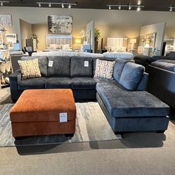 Blue 3PC Chaise Sectional Couch