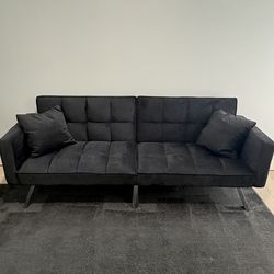 Futon Sofa Bed 74" Convertible Sleeper Couch with Adjustable Backrest, Velvet Upholstery