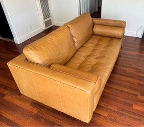 Genuine Leather Tufted Two-Seat Sofa
