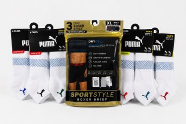 Puma Men’s Bundle 14 Pairs Socks + 3 Pack Boxer Briefs XL New Athletic Lot