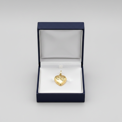 14K Yellow Gold "Love" Puff Heart Pendant