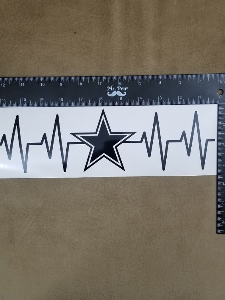 Dallas COWBOYS Heartbeat Vinyl Decal - Pick-A-Color