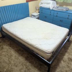 FULL Size mattress and Brown Wood Frame 