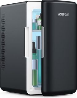 AstroAI Mini Fridge 2.0 Gen, 6-Liter/8-Can Skincare & Makeup Fridge (110V AC / 12V DC) — Portable Thermoelectric Cooler & Warmer — Small Refrigerator 