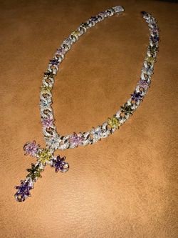 Iced Out Floral Cross Chain And Pendant
